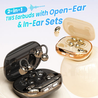 🎧 50% RABATT! 🔄 2-in-1 TWS Ohrhörer – Open-Ear & In-Ear im Set – Vielseitig, komfortabel & kabellos – Ideal für Sport, Arbeit & Alltag 🏃‍♂️
