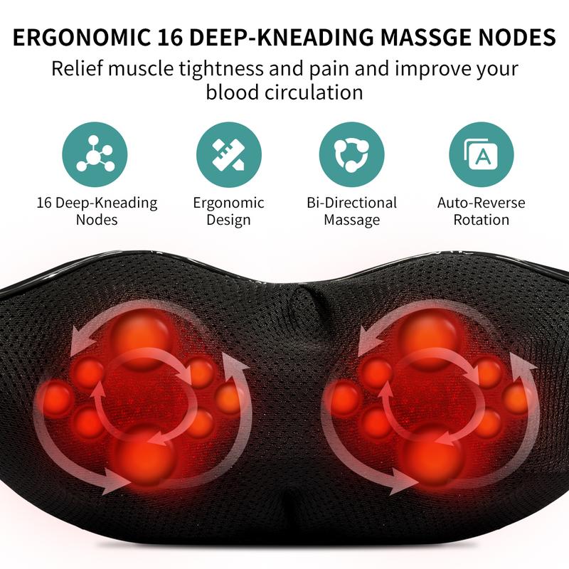 🔥Nur für kurze Zeit: 73 % Rabatt🔥 Beheizbares Shiatsu-Nackenmassagegerät | 16 tiefenwirksame Massageköpfe | Muskelentspannung