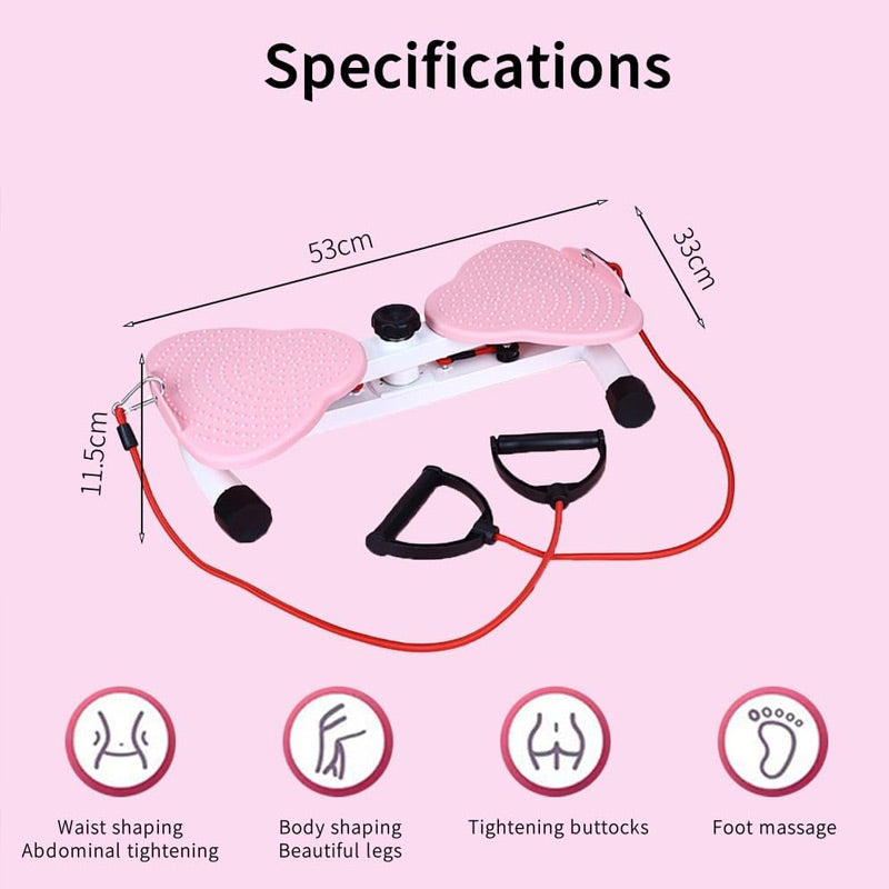 Hüfttwister, Twist Waist Disc Borad für Frauen, Bauchmuskeltrainer mit 2 Widerstandsbändern für Schlanke Taille & Core-Training, Max 136KG, Geräuschloses Heim-Fitnessgerät