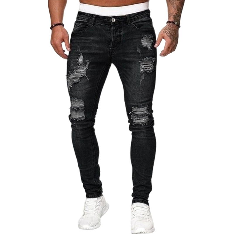 👖50 % RABATT! 🔥 Stylische Skinny Jeans im Used-Look für Herren – Schmale, zulaufende Passform, atmungsaktive Baumwolle & lässige Risse