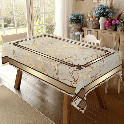 Tischdecke in Marmoroptik – Beige & Goldbraun, Wasserabweisend, Elegant & Modern 🏡✨
