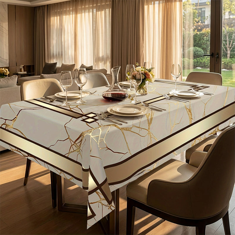 Tischdecke in Marmoroptik – Beige & Goldbraun, Wasserabweisend, Elegant & Modern 🏡✨