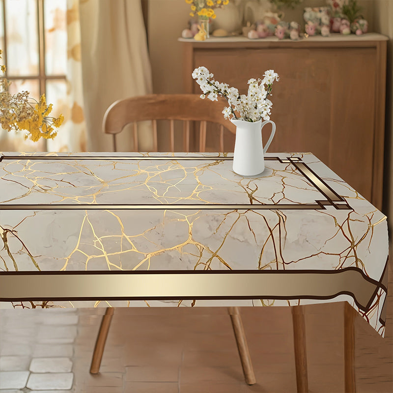 Tischdecke in Marmoroptik – Beige & Goldbraun, Wasserabweisend, Elegant & Modern 🏡✨