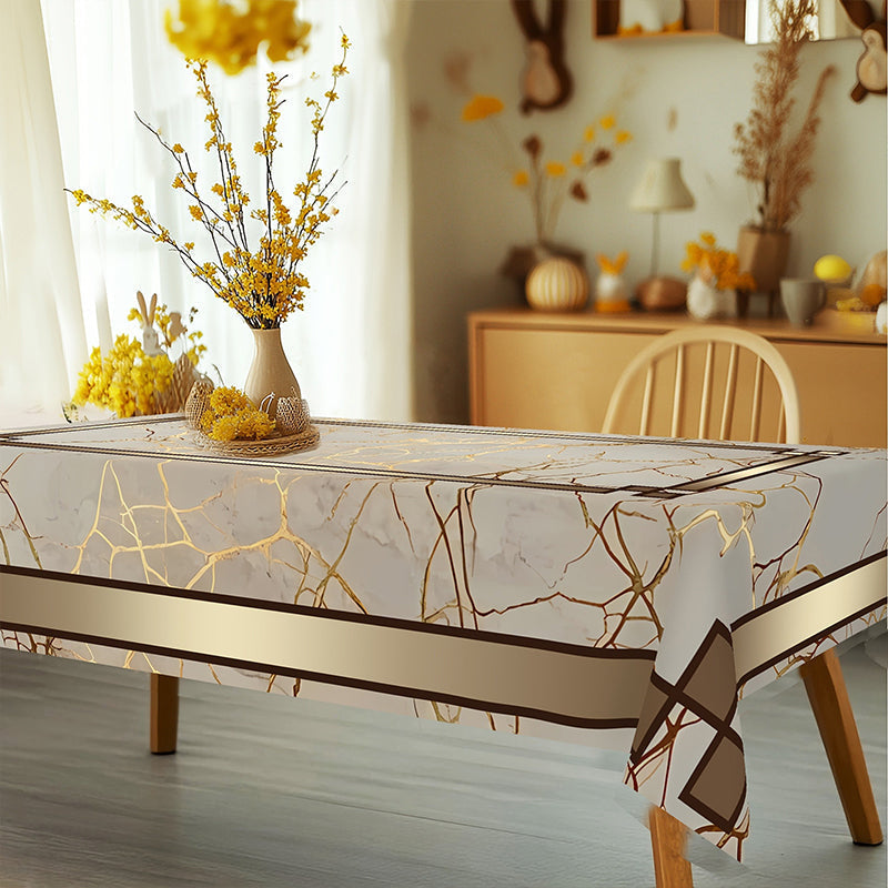 Tischdecke in Marmoroptik – Beige & Goldbraun, Wasserabweisend, Elegant & Modern 🏡✨