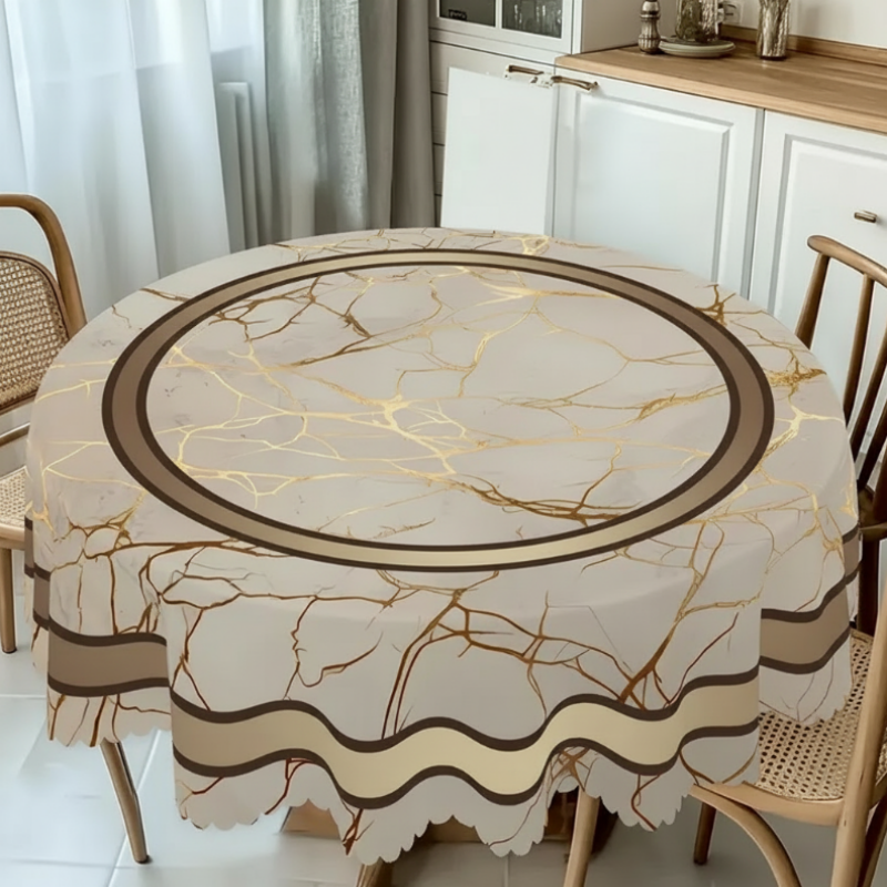 Tischdecke in Marmoroptik – Beige & Goldbraun, Wasserabweisend, Elegant & Modern 🏡✨