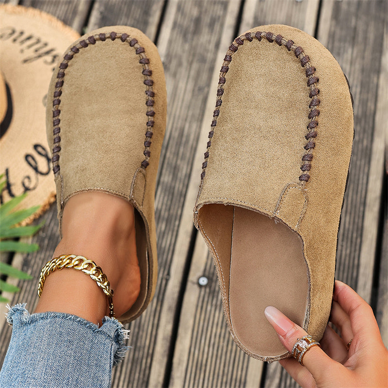 🎉 Neujahrsgeschenk – 50% RABATT!👡 Damen-Breite Mules-Hausschuhe: Slip-On + Stützende Sohle – retro & bequem für Frühling/Herbst