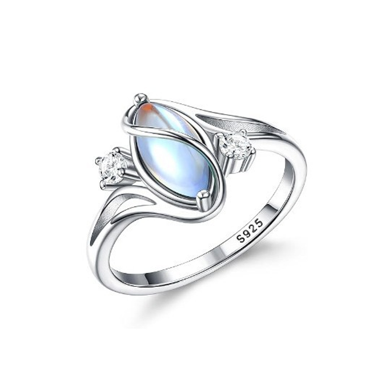 💍 💎 Geometrischer Damenring mit ovalem grünem Mondstein & Zirkonia – Modern, Stilvoll & Täglicher Tragekomfort ✨