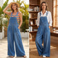 🌼 Zeitlich begrenzter 50%-Rabatt ✨Ärmellose Damen Jeans-Latzhose mit weitem Bein
