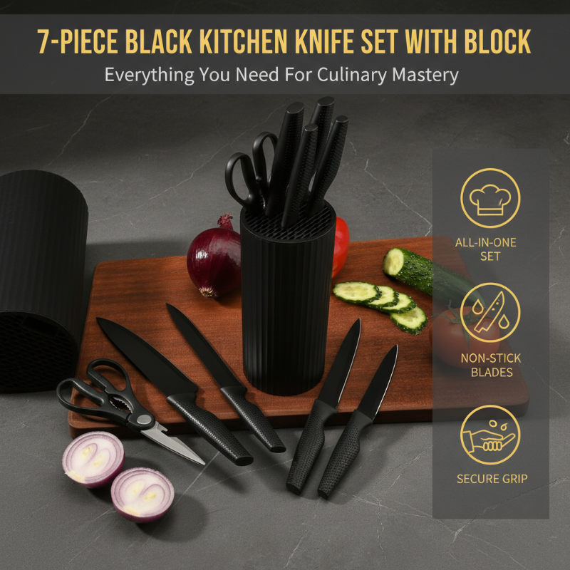 🔪✨ 50% RABATT! Modernes 7-in-1 Küchenmesser- & Scheren-Set – Hochwertige Klingen, ergonomische Griffe & praktischer Aufbewahrungsblock 🧄