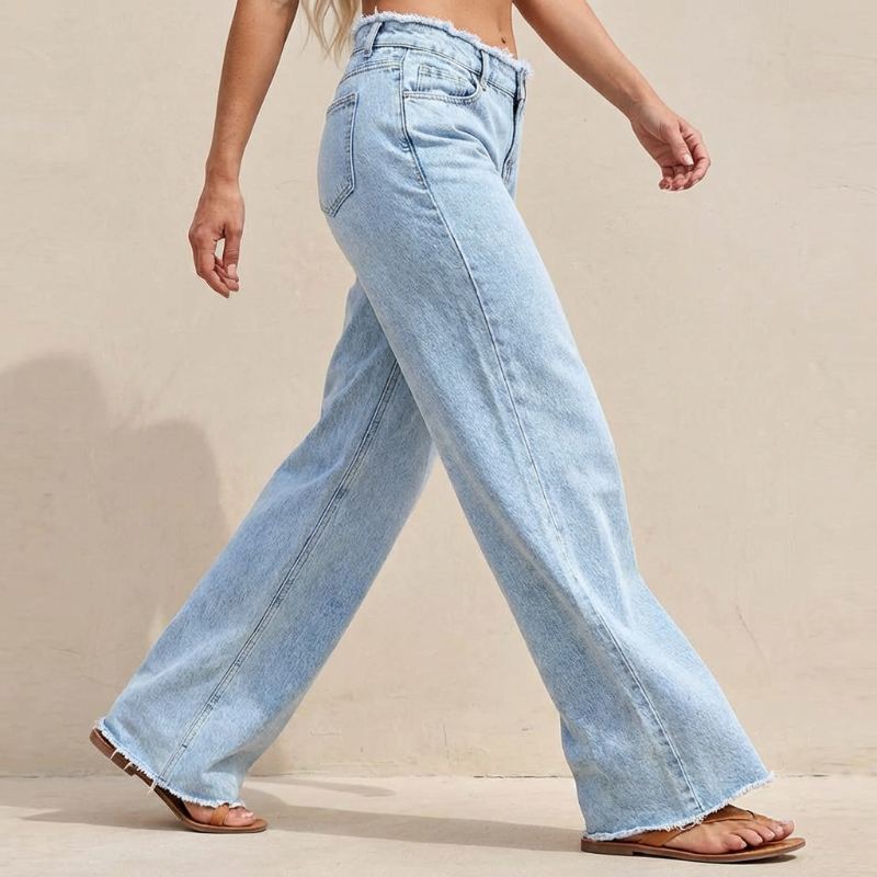 👖🔥 SOLANGE VORRAT REICHT – 60% RABATT! High-Waist Jeans mit weitem Bein und ausgefranstem Saum – Lässiger 90er-Jahre-Vintage-Look ✨