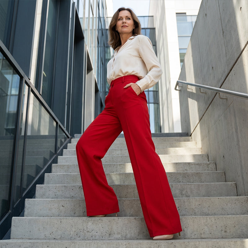 ✨ 50% RABATT! 👖 Damen Hohe Taille Weites Bein Hose – Fließender Schnitt, knitterfrei & elegant für Freizeit & Business 💼