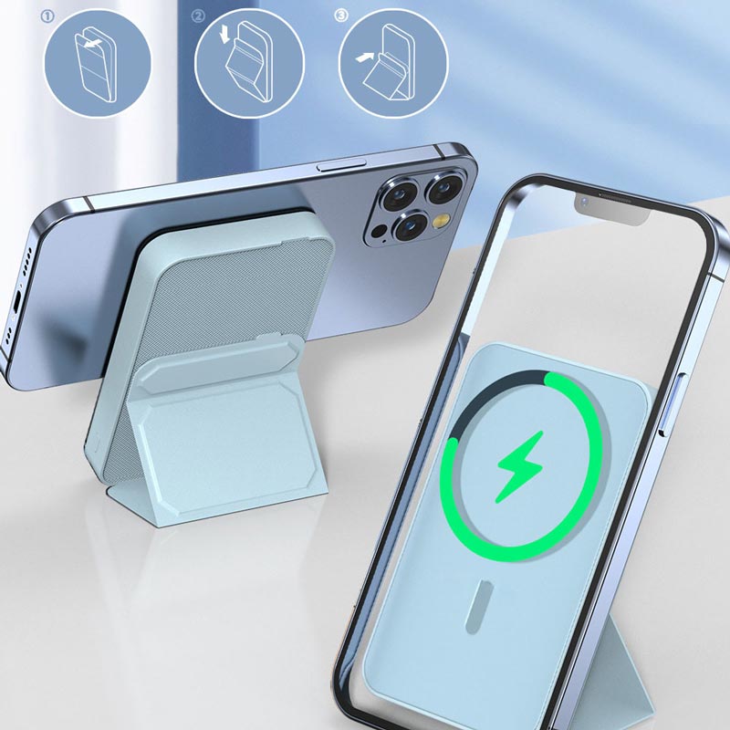 🔋📱 50% RABATT! Mini-Faltbare kabellose magnetische Powerbank mit Ständer – MagSafe-kompatibel, 5000 mAh, kickstand & kompakt – Perfekt für Reisen & Serien schauen ✨