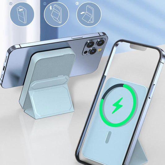 🔋📱 50% RABATT! Mini-Faltbare kabellose magnetische Powerbank mit Ständer – MagSafe-kompatibel, 5000 mAh, kickstand & kompakt – Perfekt für Reisen & Serien schauen ✨