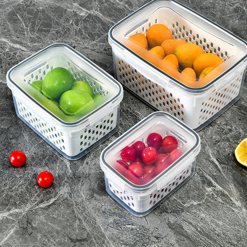 ✨50 % RABATT🍓✨ 3-teiliges Obstbehälter-Set – Herausnehmbares Sieb, auslaufsicher und stapelbar