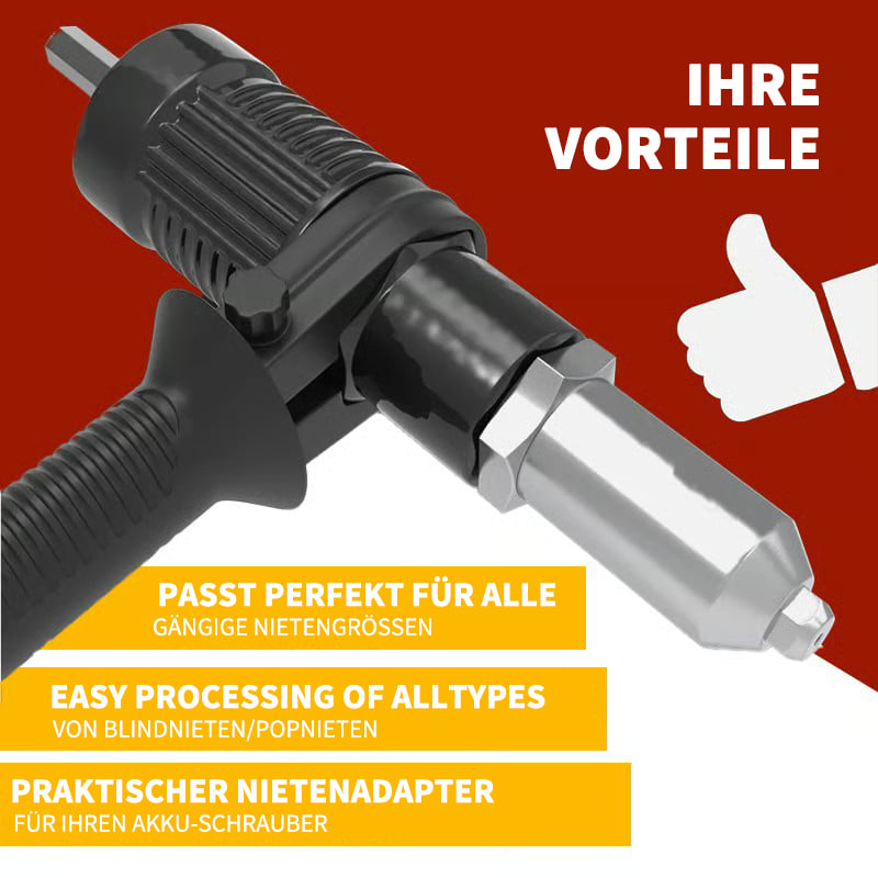 🛠️Professioneller elektrischer Nietpistolenadapter – Verwandeln Sie Ihre Bohrmaschine in ein Nietgerät