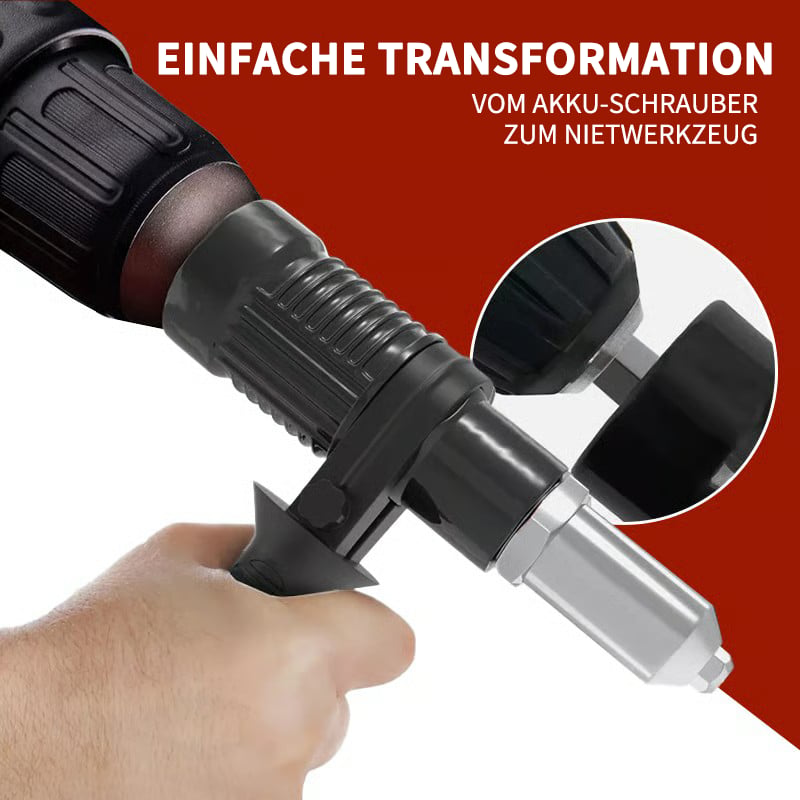 🛠️Professioneller elektrischer Nietpistolenadapter – Verwandeln Sie Ihre Bohrmaschine in ein Nietgerät