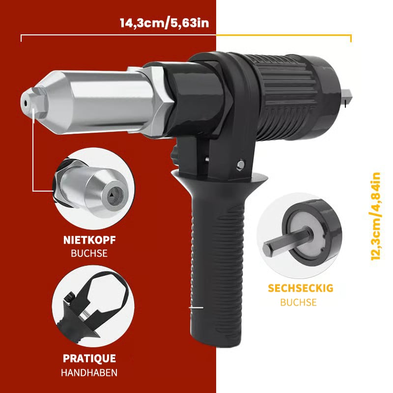 🛠️Professioneller elektrischer Nietpistolenadapter – Verwandeln Sie Ihre Bohrmaschine in ein Nietgerät