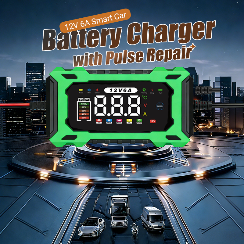 🔋 50% RABATT! 🔥 Intelligentes 12V Autoladegerät 6A mit Impulsreparatur – LCD-Display – Für Blei-Säure- & Lithium-Batterien – erkennt und repariert alte Batterien – sicher & benutzerfreundlich 🚗
