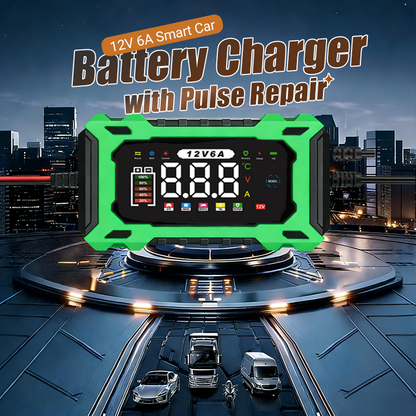 🔋 50% RABATT! 🔥 Intelligentes 12V Autoladegerät 6A mit Impulsreparatur – LCD-Display – Für Blei-Säure- & Lithium-Batterien – erkennt und repariert alte Batterien – sicher & benutzerfreundlich 🚗