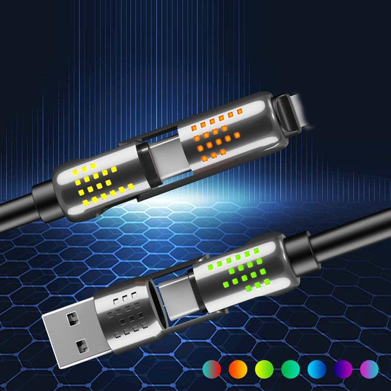 🔌💎 50% RABATT! 4-in-1-Schnellladedatenkabel mit Atemlicht – 240W, kompatibel mit iPhone & Android, Silikon + LED-Statusanzeige ⚡✨