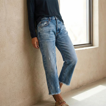 👖✨ 50% RABATT! Damen-Retro-Cropped-Straight-Leg-Jeans – Klassischer Schnitt, moderne Länge & perfekt für Sommer, Freizeit & City-Looks 🔥
