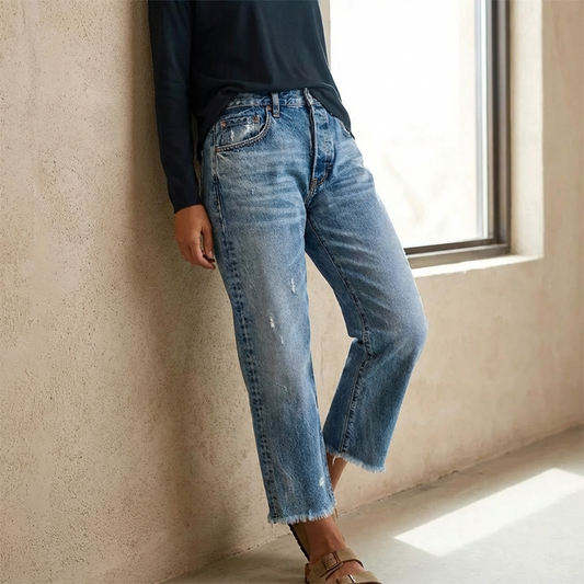 👖✨ 50% RABATT! Damen-Retro-Cropped-Straight-Leg-Jeans – Klassischer Schnitt, moderne Länge & perfekt für Sommer, Freizeit & City-Looks 🔥