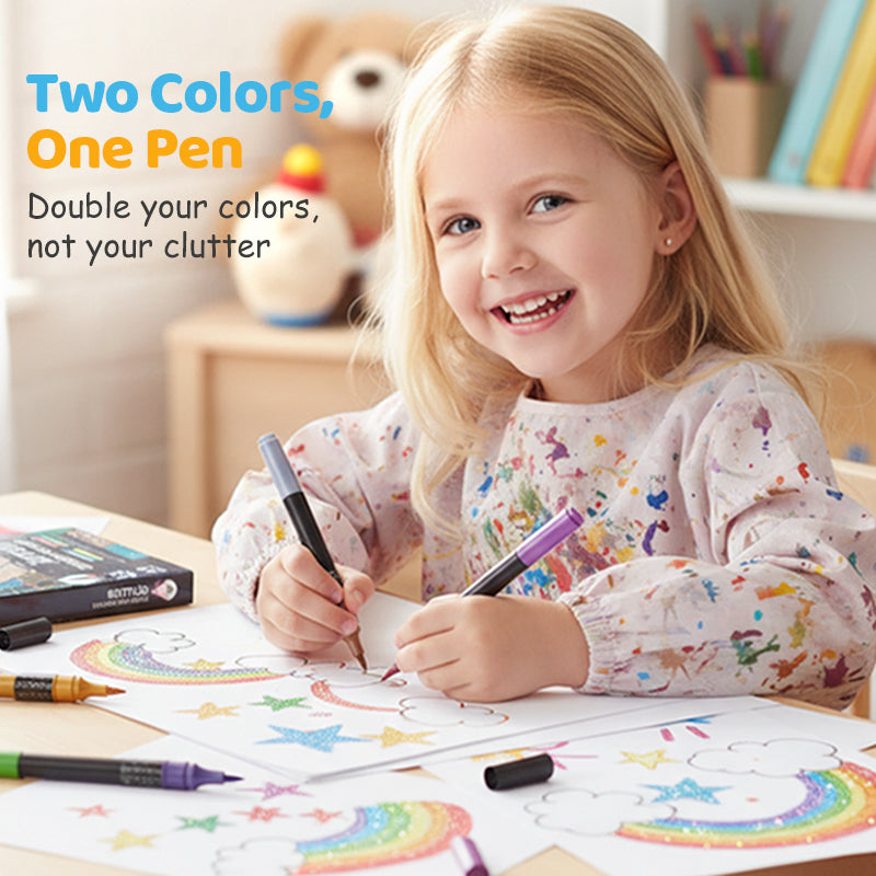 ✨96-Farben Dual-Tip Glitzer-Marker Set – Glitter & Fine Tip, Lebendige Farben & Perfekt Für Kunst, Basteln & Handlettering 🖌️