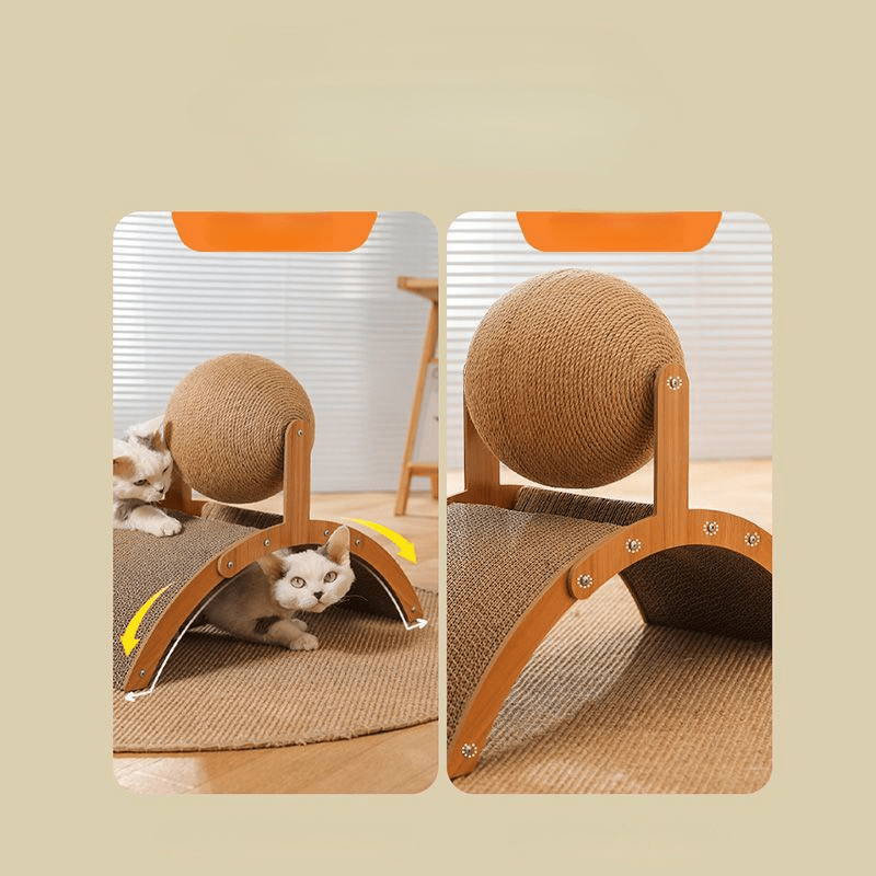 🐱50% RABATT! 🧶 Natürlicher Sisal-Kratzball mit Kartonunterlage – Befriedigt den Kratztrieb, Schont Möbel & Für jede Katze 🎉
