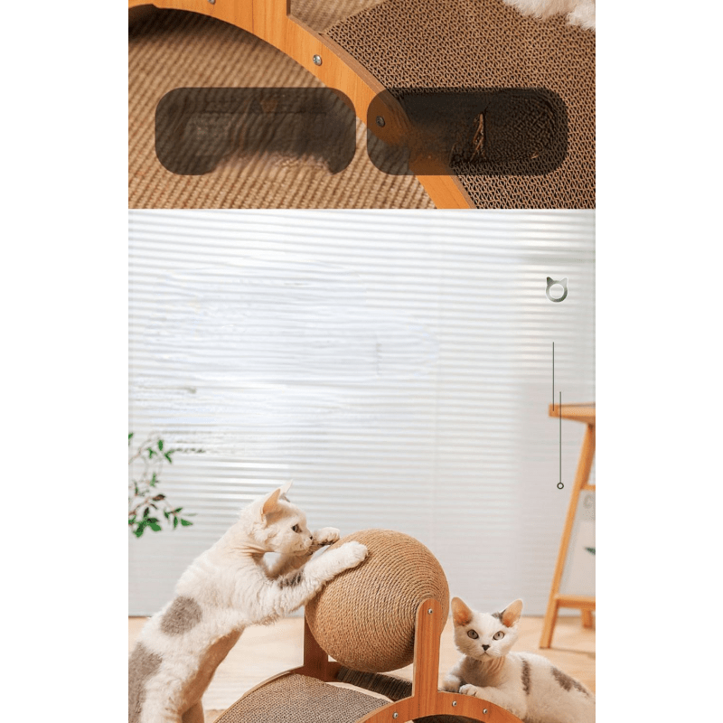 🐱50% RABATT! 🧶 Natürlicher Sisal-Kratzball mit Kartonunterlage – Befriedigt den Kratztrieb, Schont Möbel & Für jede Katze 🎉