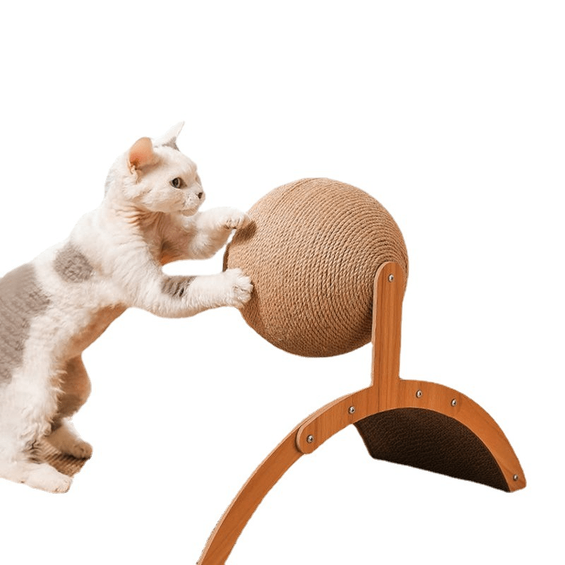 🐱50% RABATT! 🧶 Natürlicher Sisal-Kratzball mit Kartonunterlage – Befriedigt den Kratztrieb, Schont Möbel & Für jede Katze 🎉