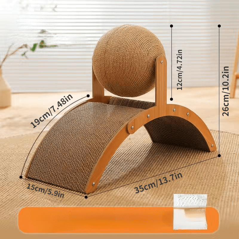 🐱50% RABATT! 🧶 Natürlicher Sisal-Kratzball mit Kartonunterlage – Befriedigt den Kratztrieb, Schont Möbel & Für jede Katze 🎉