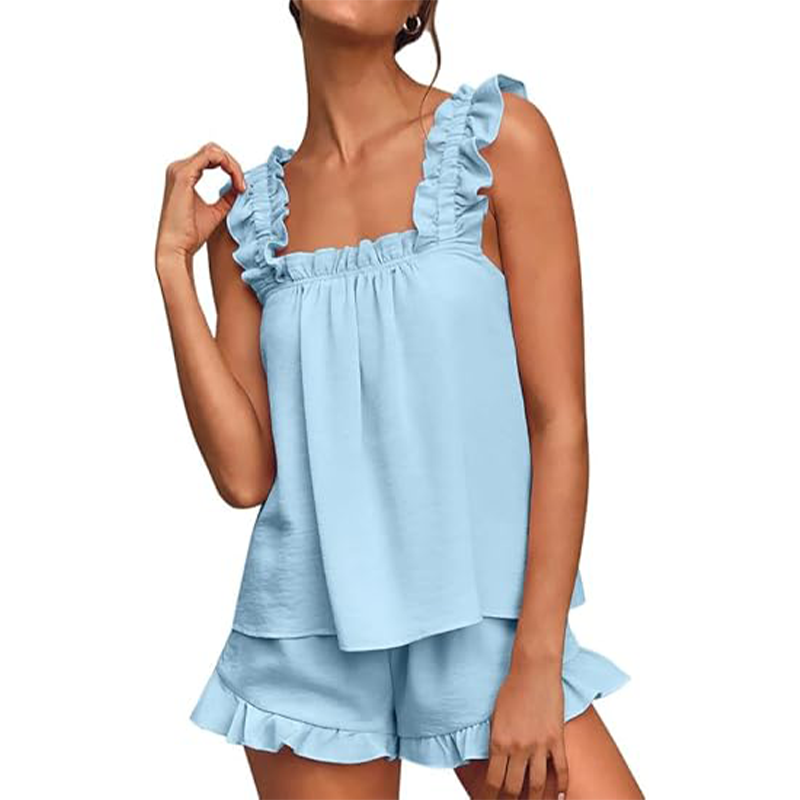 🛌✨ 50% RABATT! Weiches und bequemes Pyjamenset mit Rüschenbesatz – Lässig, feminin & perfekt für erholsame Nächte 💞