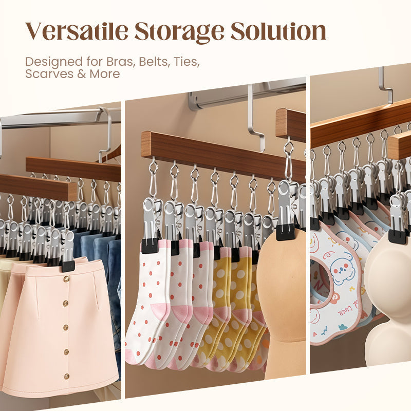 👕🔥 50% RABATT! 360° Drehbarer Mehrfach-Kleiderbügel mit Haken – 10 Clips – Platzsparend & praktisch – Perfekt für Röcke, Hosen, Schals & Accessoires ✨