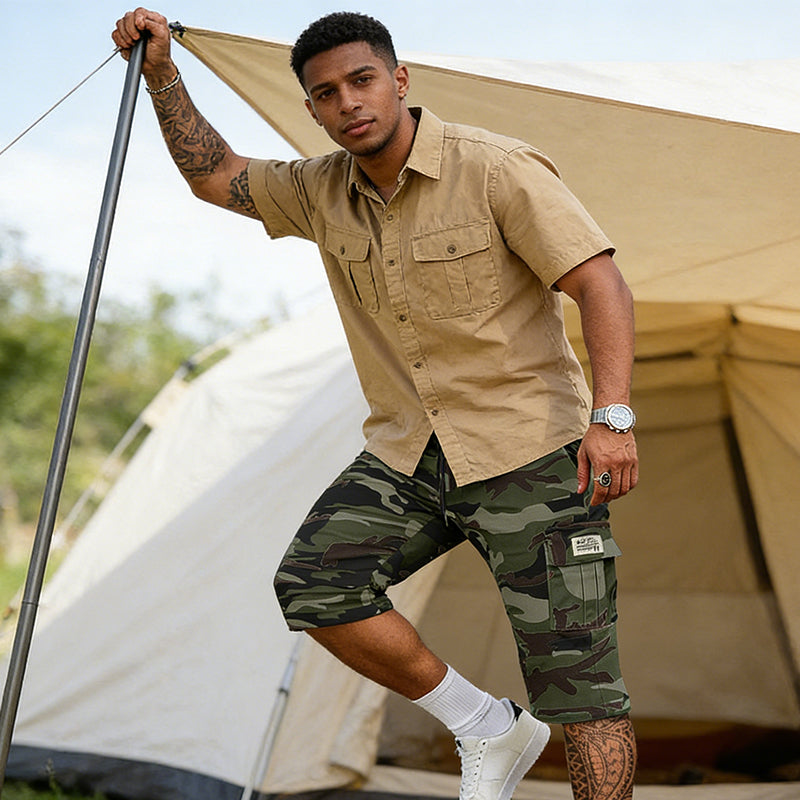 🔥 Herren-Camo-Cargoshorts mit Mehreren Taschen – Bequem, Strapazierfähig & Perfekt für Outdoor-Aktivitäten 🏕️