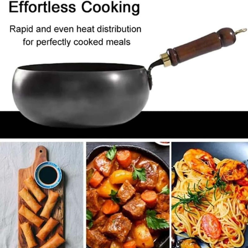 🔥🔥55 % Rabatt 🍳✨Alteisen Wok – Robuster Gusseisenbräter mit Deckel für Braten & Kochen👩‍🍳🍲