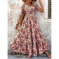 👗✨ 50% RABATT! Damen Maxikleid mit V-Ausschnitt, Blumenmuster & geraffter Taille – Luftig, elegant & perfekt für Sommer, Hochzeit & Party 🔥