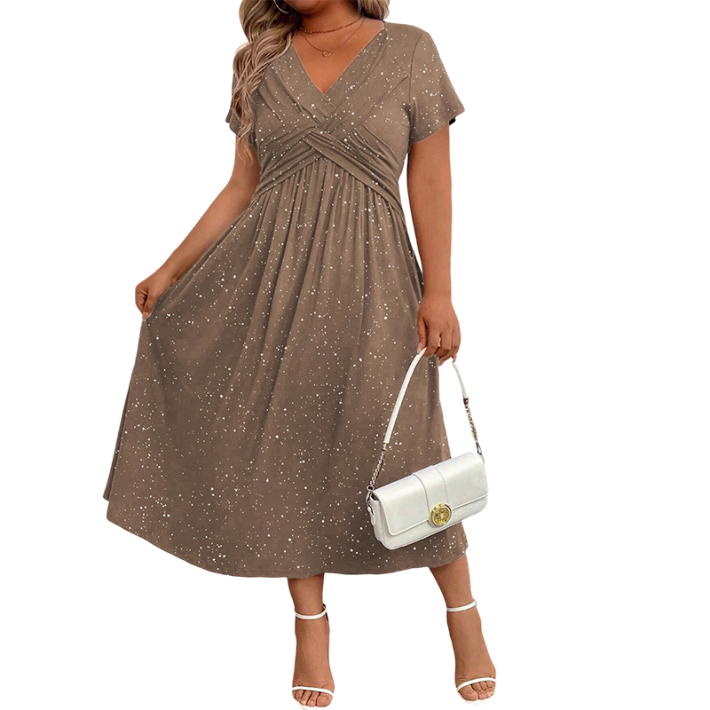 👗🌺 Elegantes Damenkleid mit V-Ausschnitt und gedrehter Vorderseite – 50% RABATT! Figurbetont, fließend & perfekt für festliche Anlässe, Hochzeiten oder Date ✨