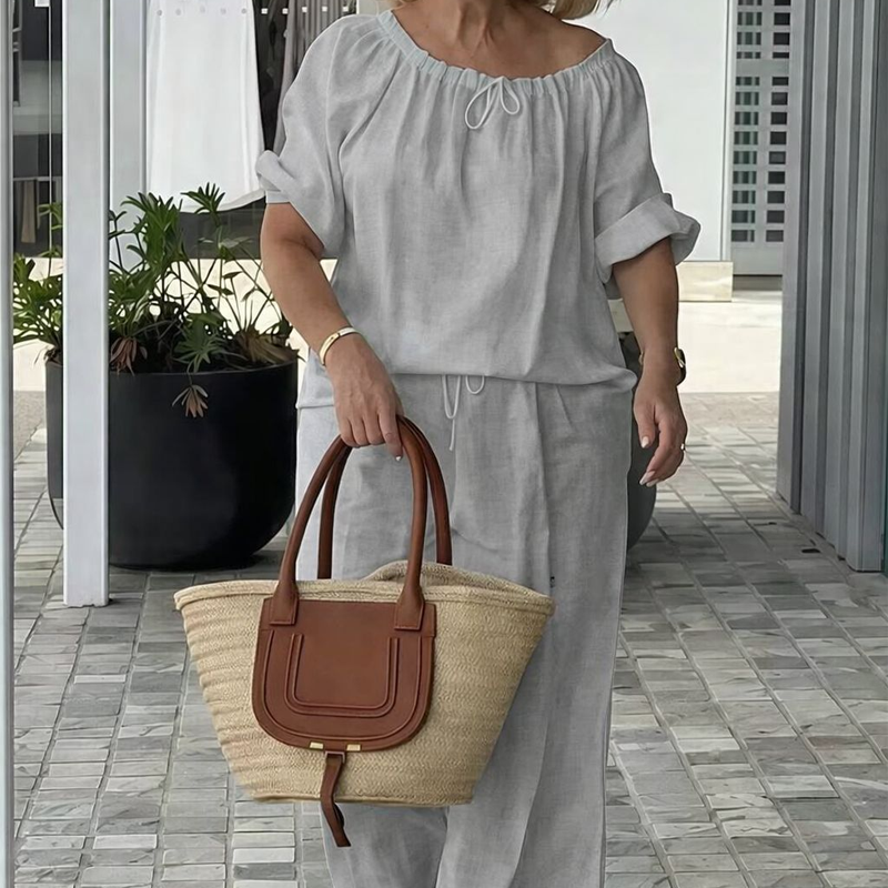 👗💎 50% RABATT! 2-teiliges Damen-Set – U-Ausschnitt, weite Hose & Premium-Stoff – Eleganter Look für Alltag, Büro & besondere Anlässe ✨
