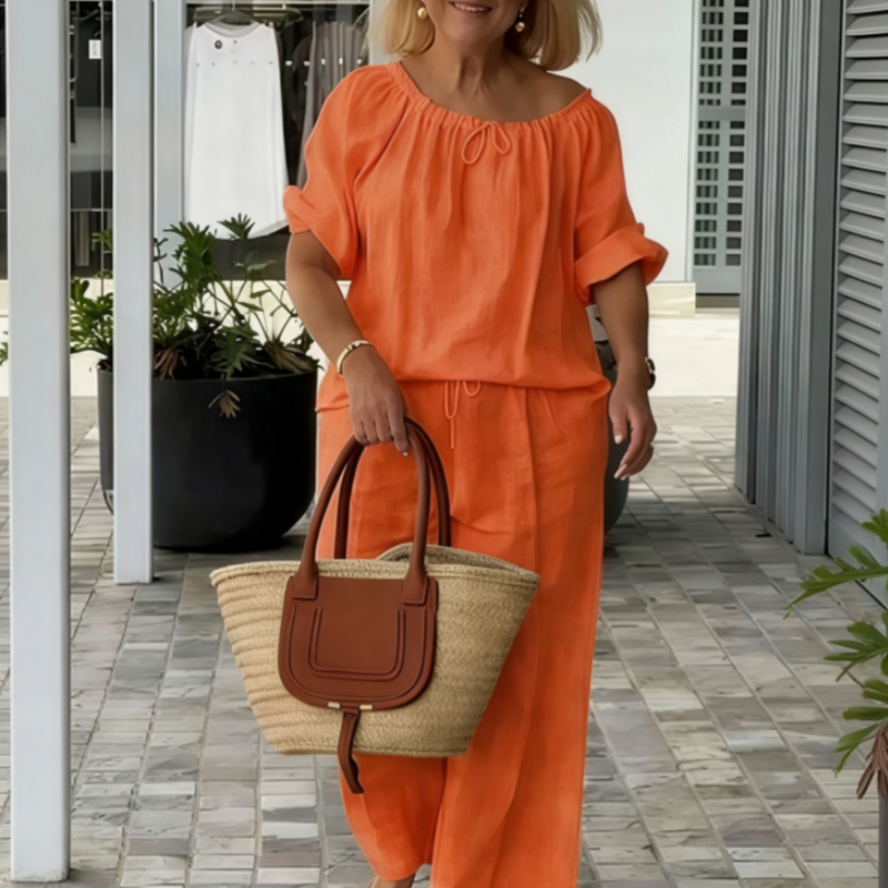 👗💎 50% RABATT! 2-teiliges Damen-Set – U-Ausschnitt, weite Hose & Premium-Stoff – Eleganter Look für Alltag, Büro & besondere Anlässe ✨