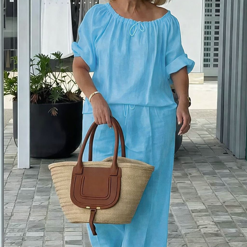 👗💎 50% RABATT! 2-teiliges Damen-Set – U-Ausschnitt, weite Hose & Premium-Stoff – Eleganter Look für Alltag, Büro & besondere Anlässe ✨