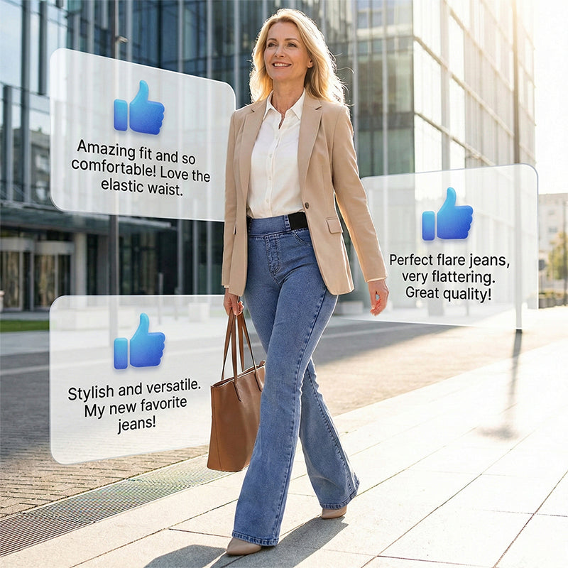 👖 LIMITED-TIME 50% RABATT! ✨ High-Waist Jeans – Stretch, Schlagschnitt, Figurbetont ✨