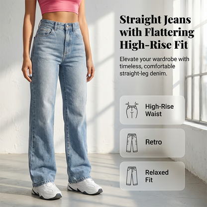 ✨ LIMITED-TIME 50% RABATT! | Damenjeans mit hoher Taille und geradem Bein👖