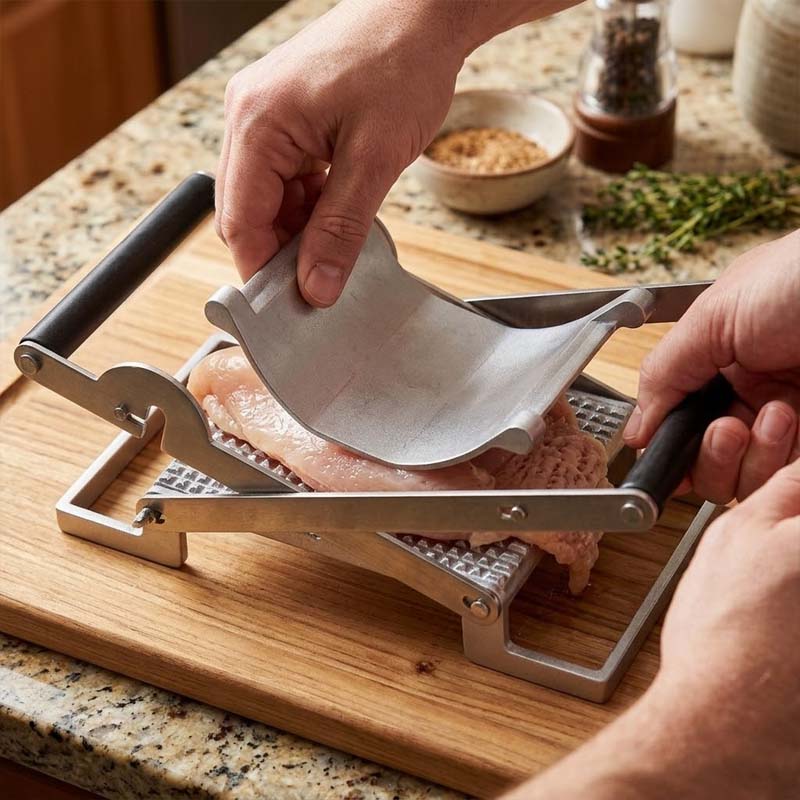 🥩🔨 50% RABATT! Langlebiger & effizienter Fleischplattierer – Massiver Edelstahl (Cromargan 18/10), 2-in-1 Schlagflächen, spülmaschinenfest – Für zartes Schnitzel, Steak & Rouladen wie beim Metzger ✨