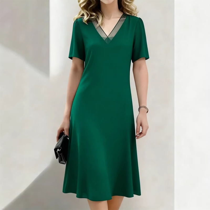 👗✨ 50% RABATT! Elegantes Damenkleid mit V-Ausschnitt & Mesh-Details – Anmutig, feminin & perfekt für festliche Anlässe 💫