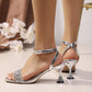 👡✨ 50% RABATT! Sandalen mit Knöchelriemen und Strasssteinen sowie skulpturalem Absatz – Glamourös, feminin & perfekt für festliche Anlässe 💎
