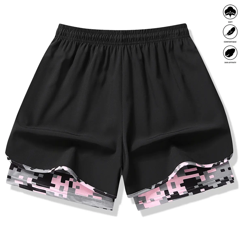 🩳 50 % RABATT AUF 2-IN-1-SPORTSHORTS! 🔥🎗️ Atmungsaktives Material, Camouflage-Futter & Taschen für Damen 🏃‍♀️✨