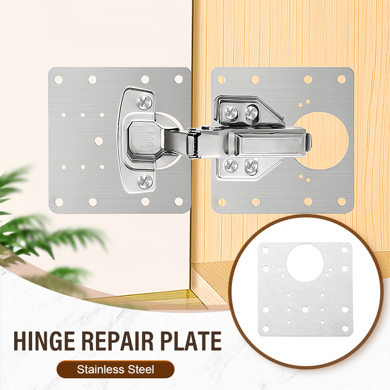 🚪 50% RABATT! 🔧 Reparaturplatte für Schranktüren – Edelstahl, stabil & einfach zu montieren – Ideal für beschädigte Scharnierbefestigungen im Haushalt 🛠️
