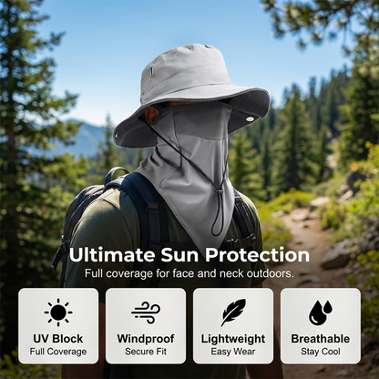 🎩🥳 2026 HEISSER VERKAUF – 50% RABATT! Atmungsaktive Fischerhut mit abnehmbarer Maske – 2-in-1-Design, Ice-Silk-Material, Breite Krempe & Nackenschutz für 360°-Sonnenschutz 🌬️