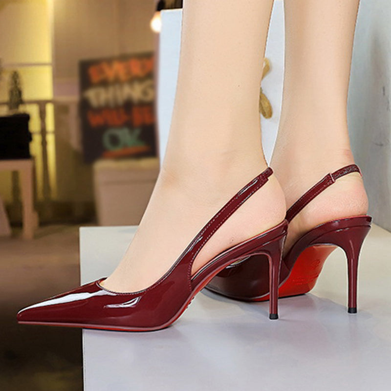 👠Lackleder-Stilettos mit spitzer Zehenpartie und Fersenriemen für Damen💃Ich bin die Königin – ich strahle vor Selbstbewusstsein💎-50% Rabatt