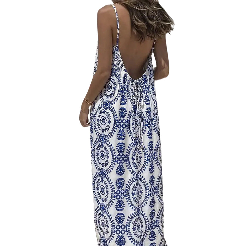 🌿 Sommerlicher Limitierter: U-Ausschnitt rückenfreies Printkleid 👗 | 6 Farben 🌈 | Größen XS-5XL 📏
